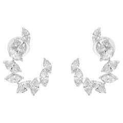 3.73 Carat Marquise Brilliante Earrings Diamond Cut 14 Karat White Gold Jewelry