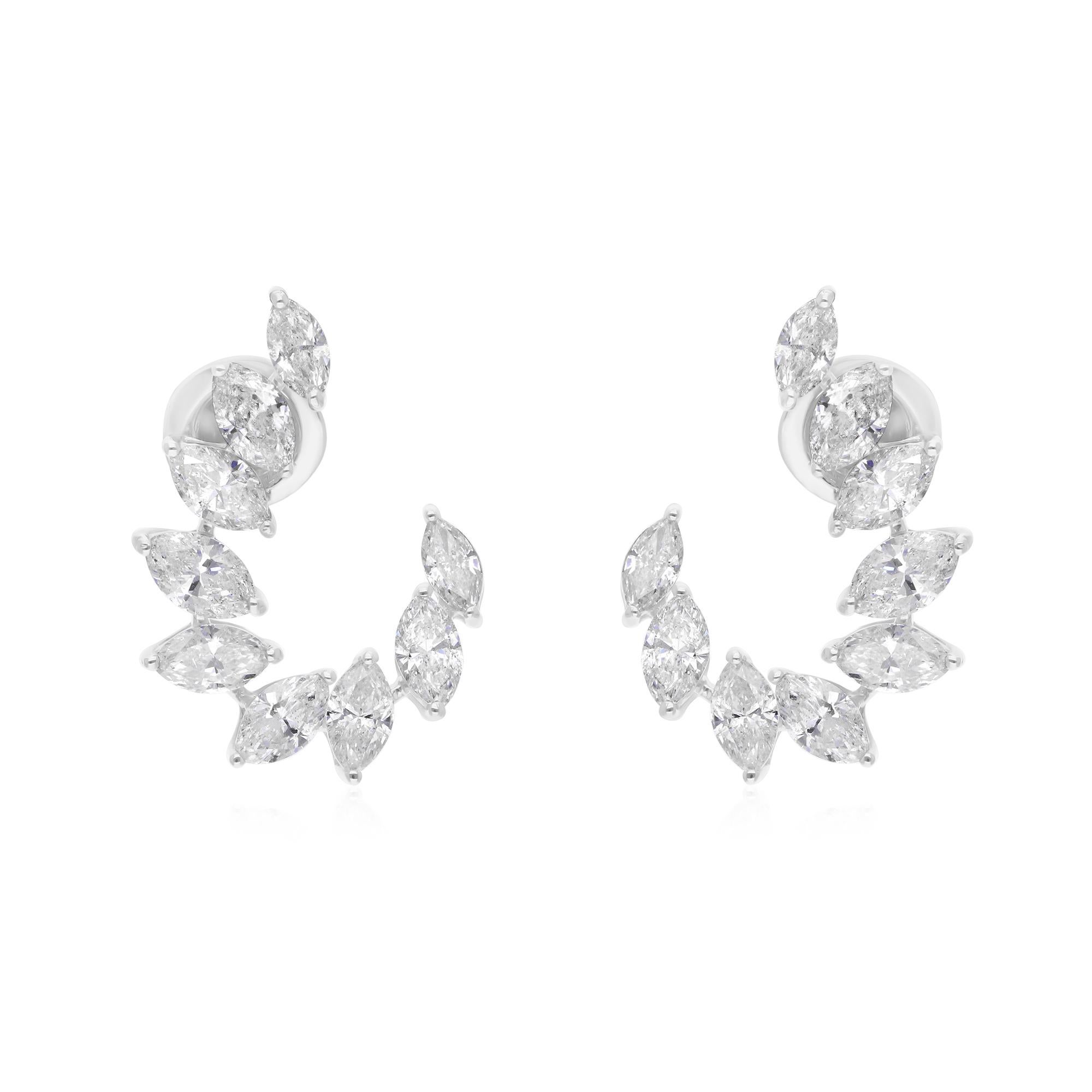 Orecchini con diamanti taglio brillante marquise da 3,73 carati Gioielli in oro bianco 18 carati