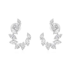 Orecchini con diamanti taglio brillante marquise da 3,73 carati Gioielli in oro bianco 18 carati