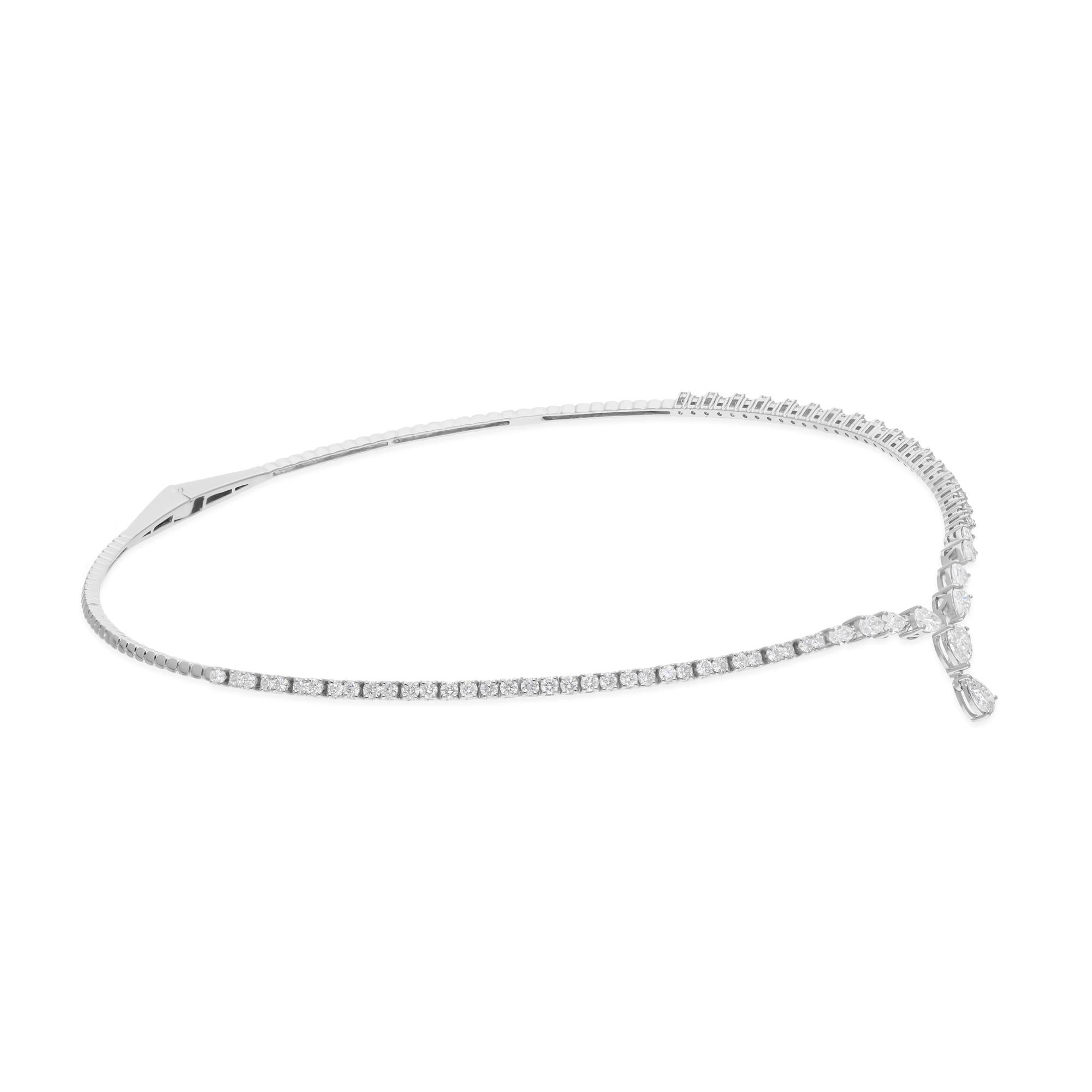 3.73 Carat SI/H Pear Round Brilliant Cut Diamond Choker Necklace 18k White Gold In New Condition For Sale In Diera, Dubai