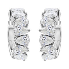 3.73 ct Pear Diamond Huggie Hoop Earrings 14K Gold Bridal & Anniversary Gift
