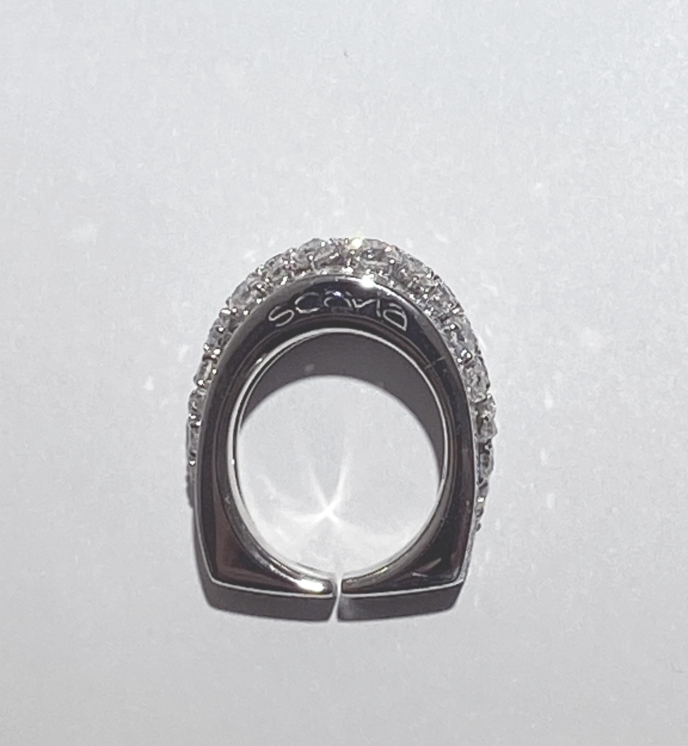 3.73 Ct SCAVIA SOL LEVANTE Fashion Band Ring Round Cut Diamonds 18K White Gold  For Sale 2