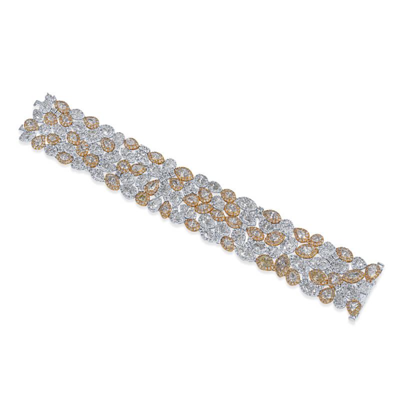 37.32 Carat Multi Shaped Diamond Bracelet in White and Yellow Gold In New Condition For Sale In Houston, TX