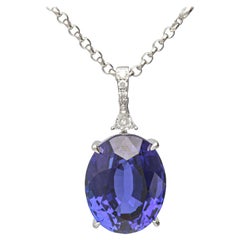 Vintage 37.39 Carat Tanzanite 18 Karat White Gold Pendant Necklace