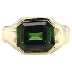 Vintage 3.73ct Green Tourmaline 14K Men's Ring