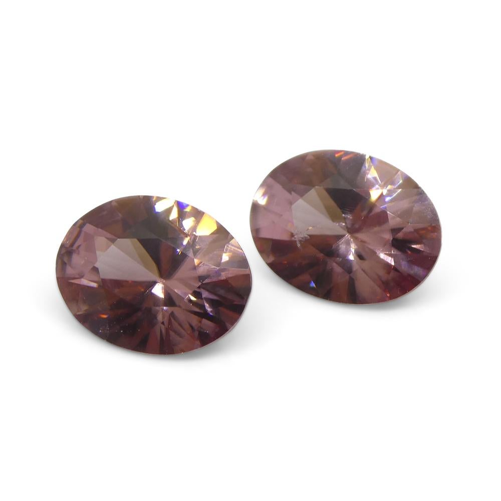 3.73ct Pair Oval Diamond Cut Pink Zircon from Sri Lanka For Sale 5