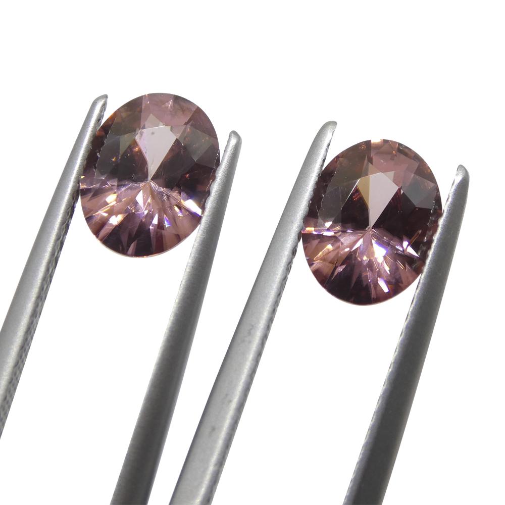 Brilliant Cut 3.73ct Pair Oval Diamond Cut Pink Zircon from Sri Lanka For Sale