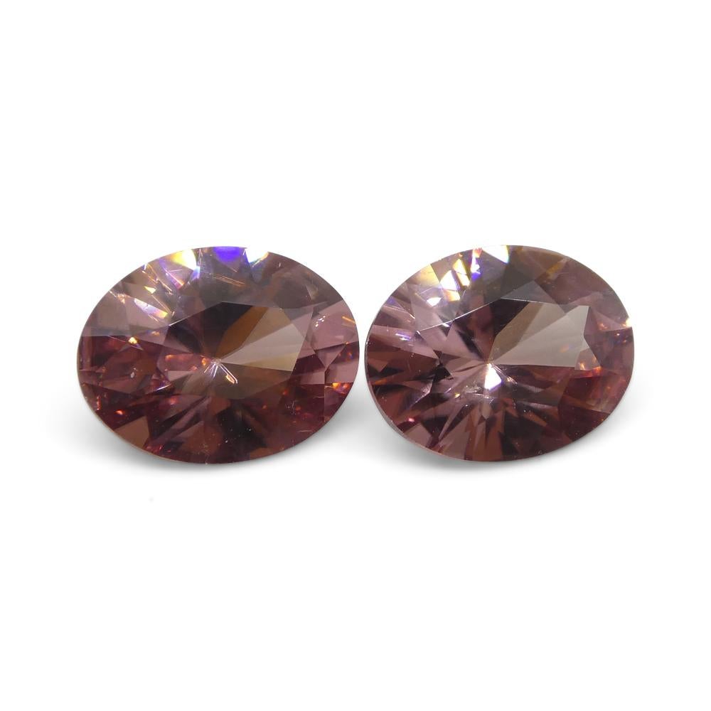Women's or Men's 3.73ct Natural Earth Mined Pair Oval Master Brilliant Cut Pink Zircon from Sri L For Sale