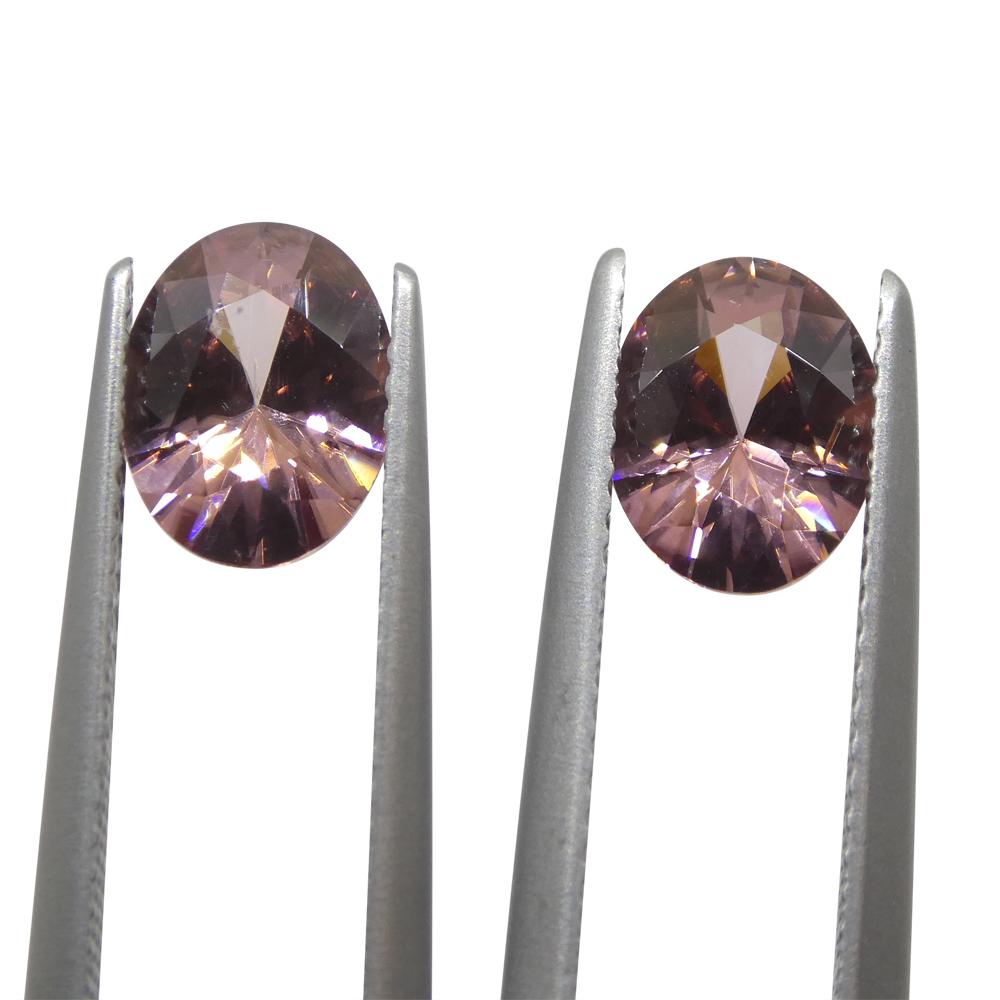 3.73ct Pair Oval Diamond Cut Pink Zircon from Sri Lanka For Sale 2