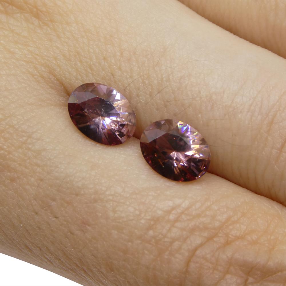 3.73ct Pair Oval Diamond Cut Pink Zircon from Sri Lanka For Sale 3