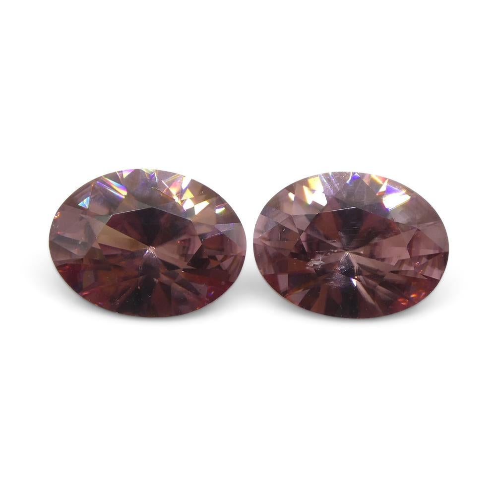 3.73ct Pair Oval Diamond Cut Pink Zircon from Sri Lanka For Sale 4