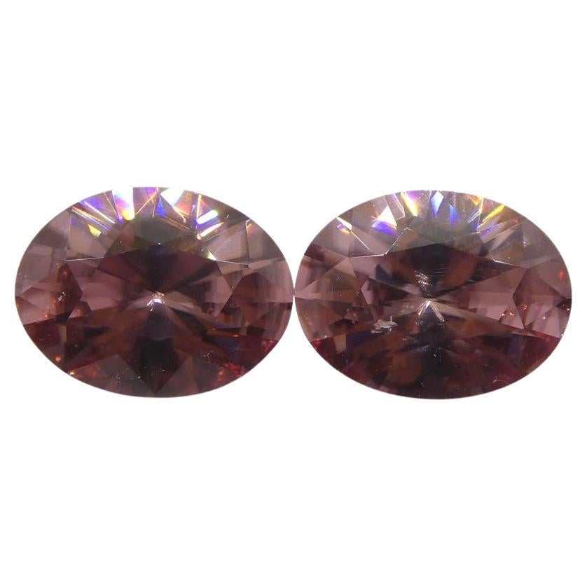 3.73ct Pair Oval Diamond Cut Pink Zircon from Sri Lanka For Sale