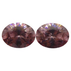 Paire de zircons roses ovales de 3.73ct, taillés en diamant, provenant du Sri Lanka