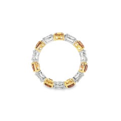 3.73CTW Fancy Color and Oval Brilliant Diamond Band in 14K Yellow Gold