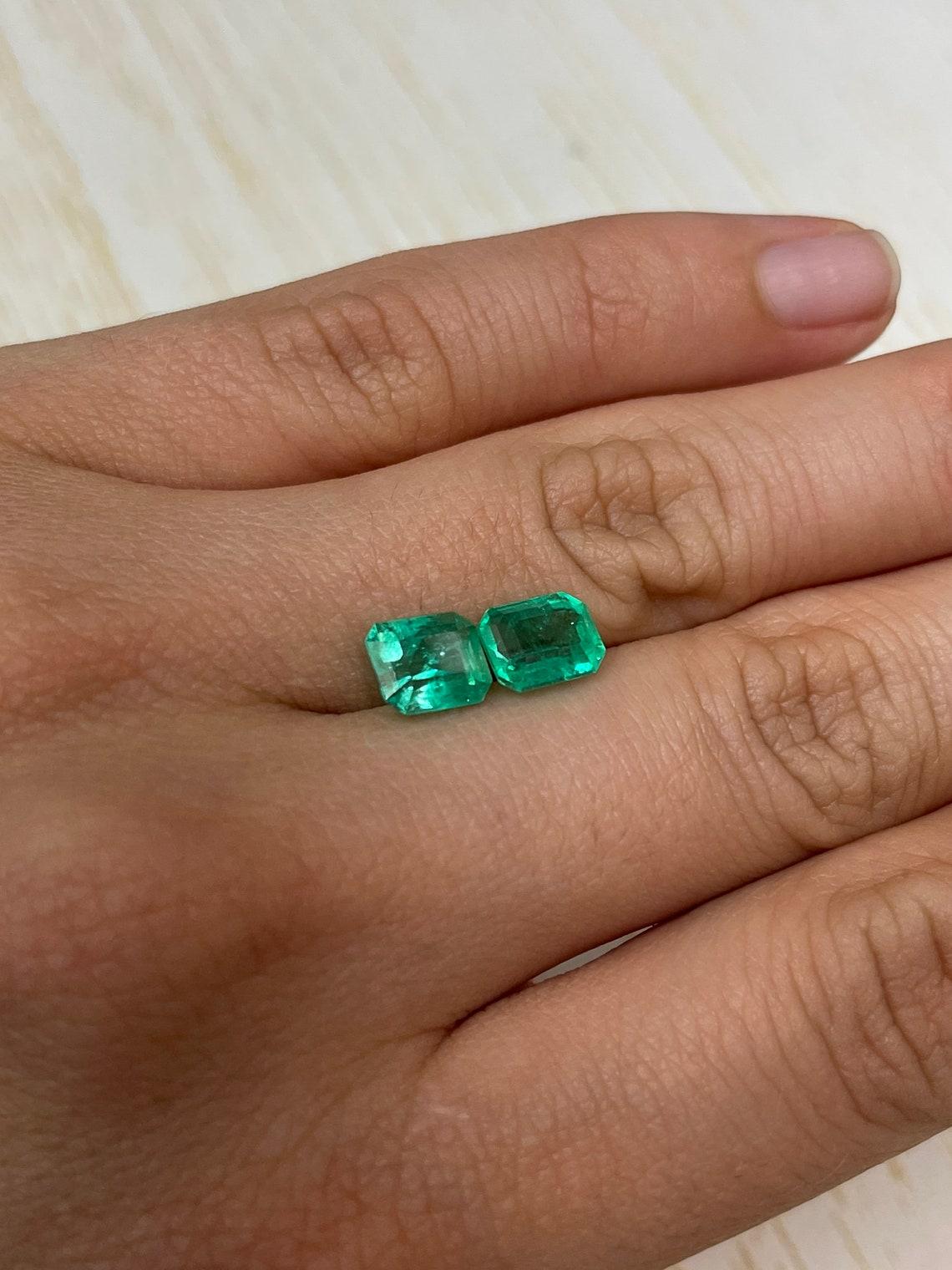 3.73tcw 8x6.5 Matching Green Colombian Emeralds - Emerald Cut Genuine Loose Pair For Sale 4
