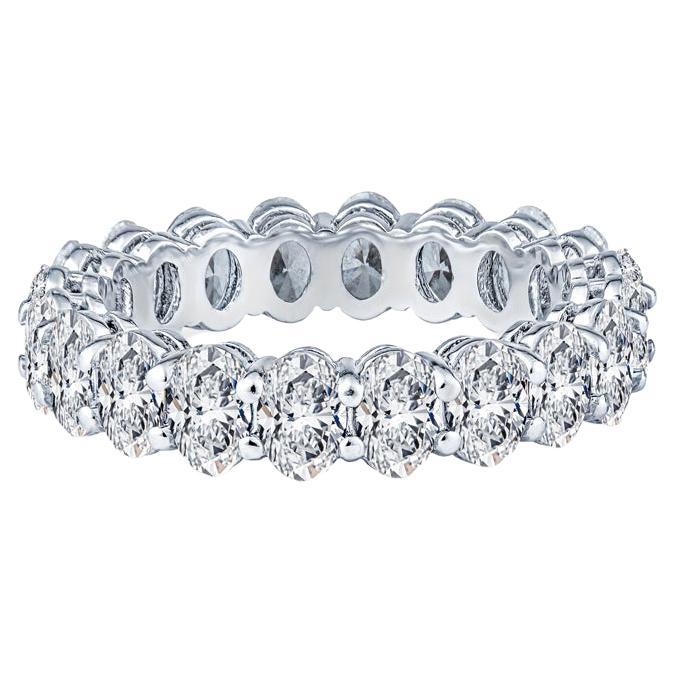 3.74 Carat Total Weight Oval Diamond Platinum Wedding Band For Sale