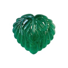 37.44 Ct Guild certificate Natural Emerald Carving Intense Green color