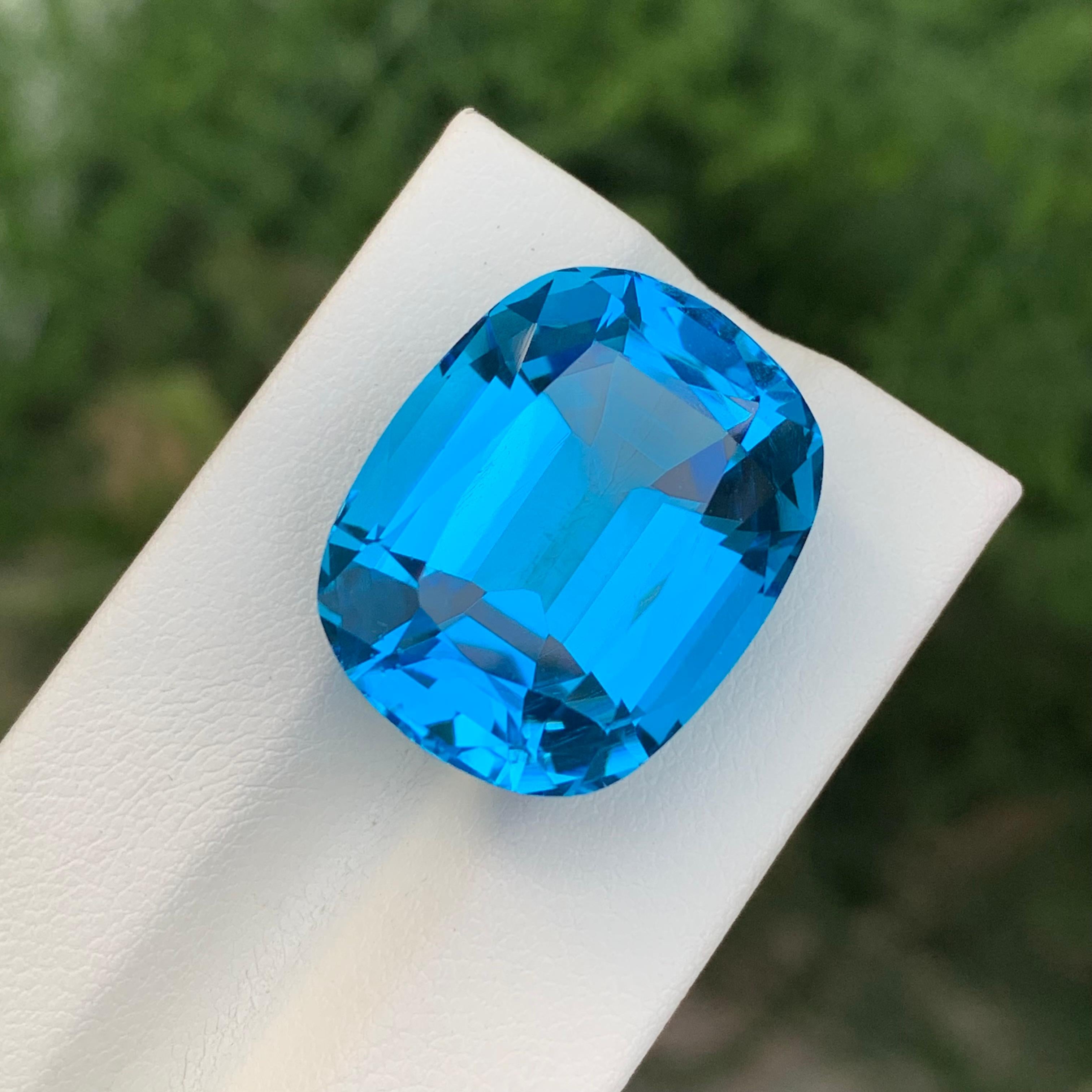 37.45 Carat Gorgeous Faceted Electric Blue Topaz Cushion Shape Gem For Sale 5