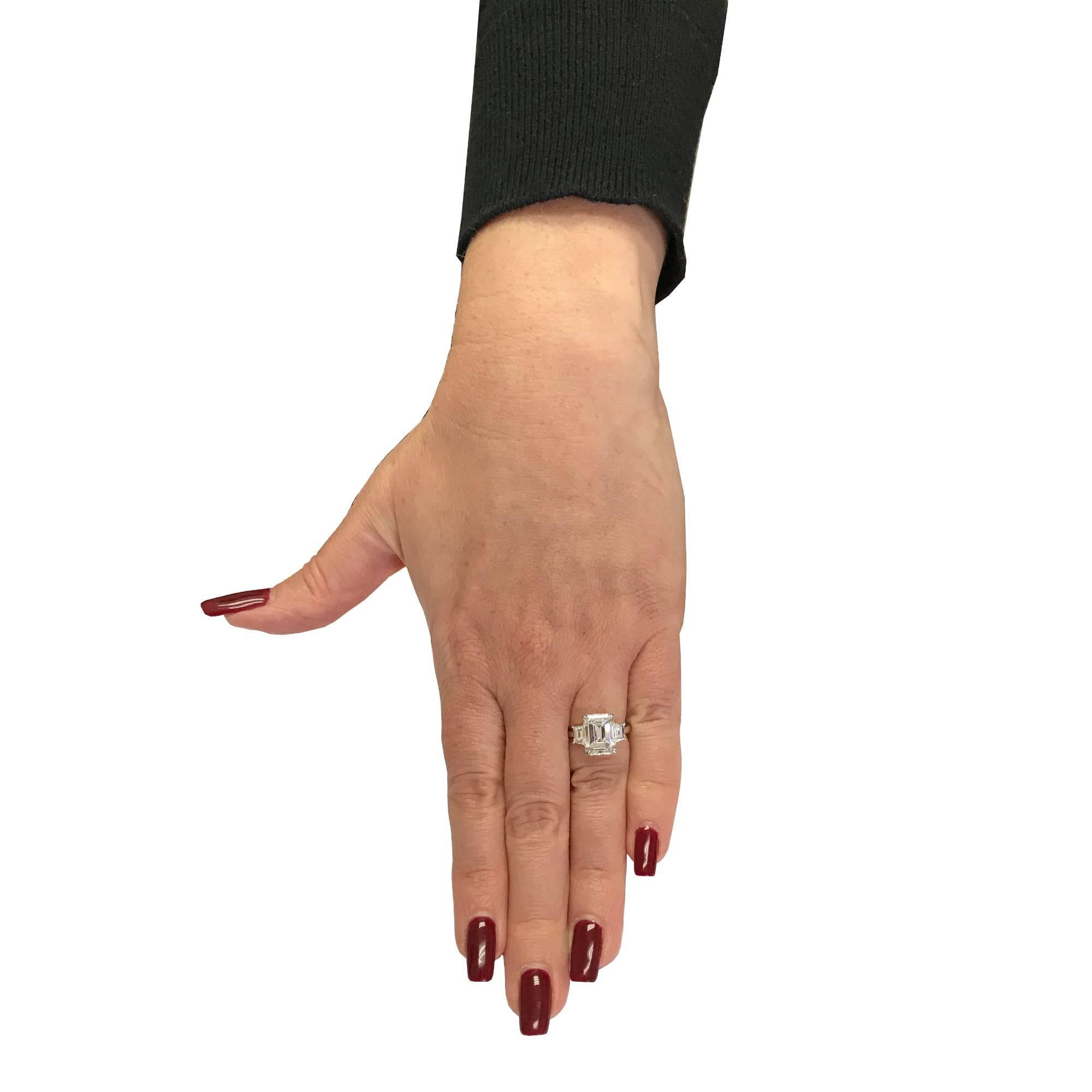 Modern 3.74 Carat Emerald Cut Diamond GIA Graded Engagement Ring