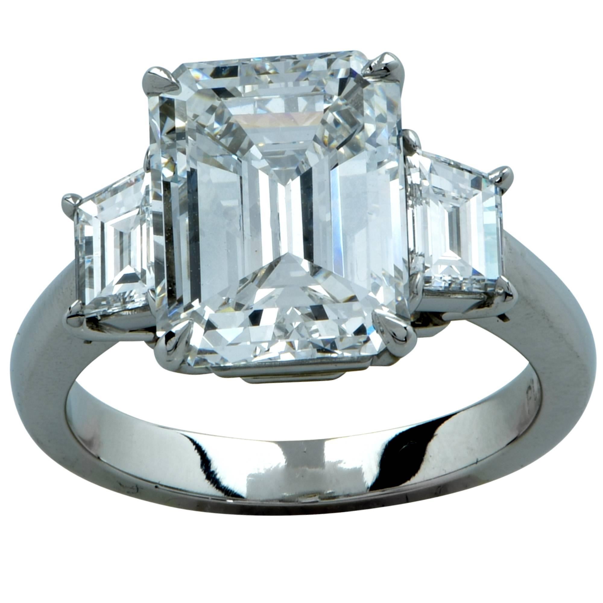 3.74 Carat Emerald Cut Diamond GIA Graded Engagement Ring
