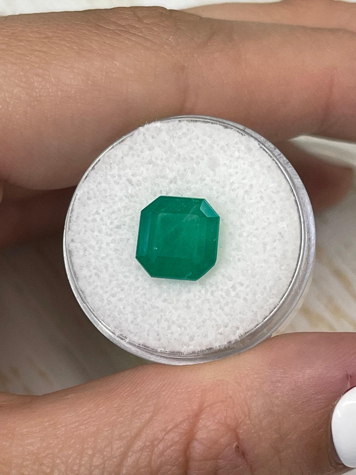 3.74ct Forest Green Colombian Emerald 9.6x9.2mm Asscher Cut Genuine May Neuf - En vente à Jupiter, FL