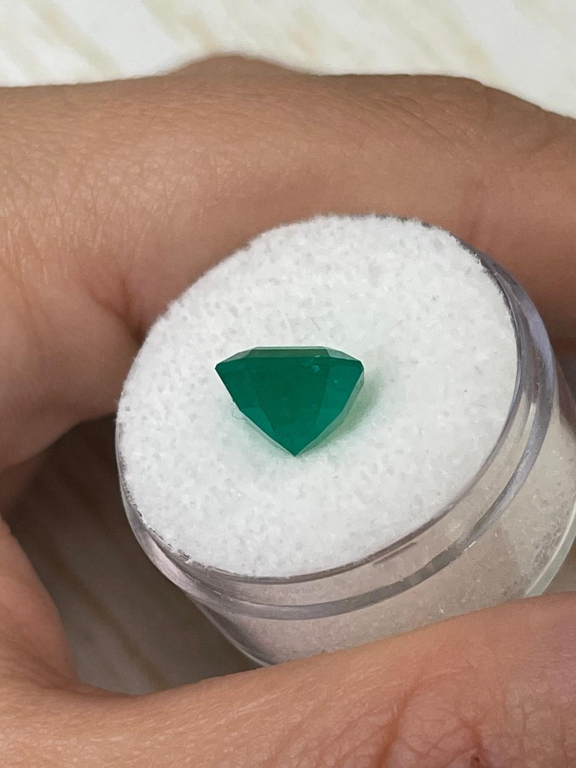 3.74ct Forest Green Colombian Emerald 9.6x9.2mm Asscher Cut Genuine May en vente 2