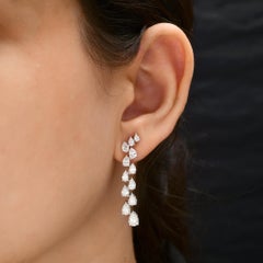 3.74 Ct Pear Cut Diamond Teardrop Earrings 14K White Gold Long Wedding Earrings