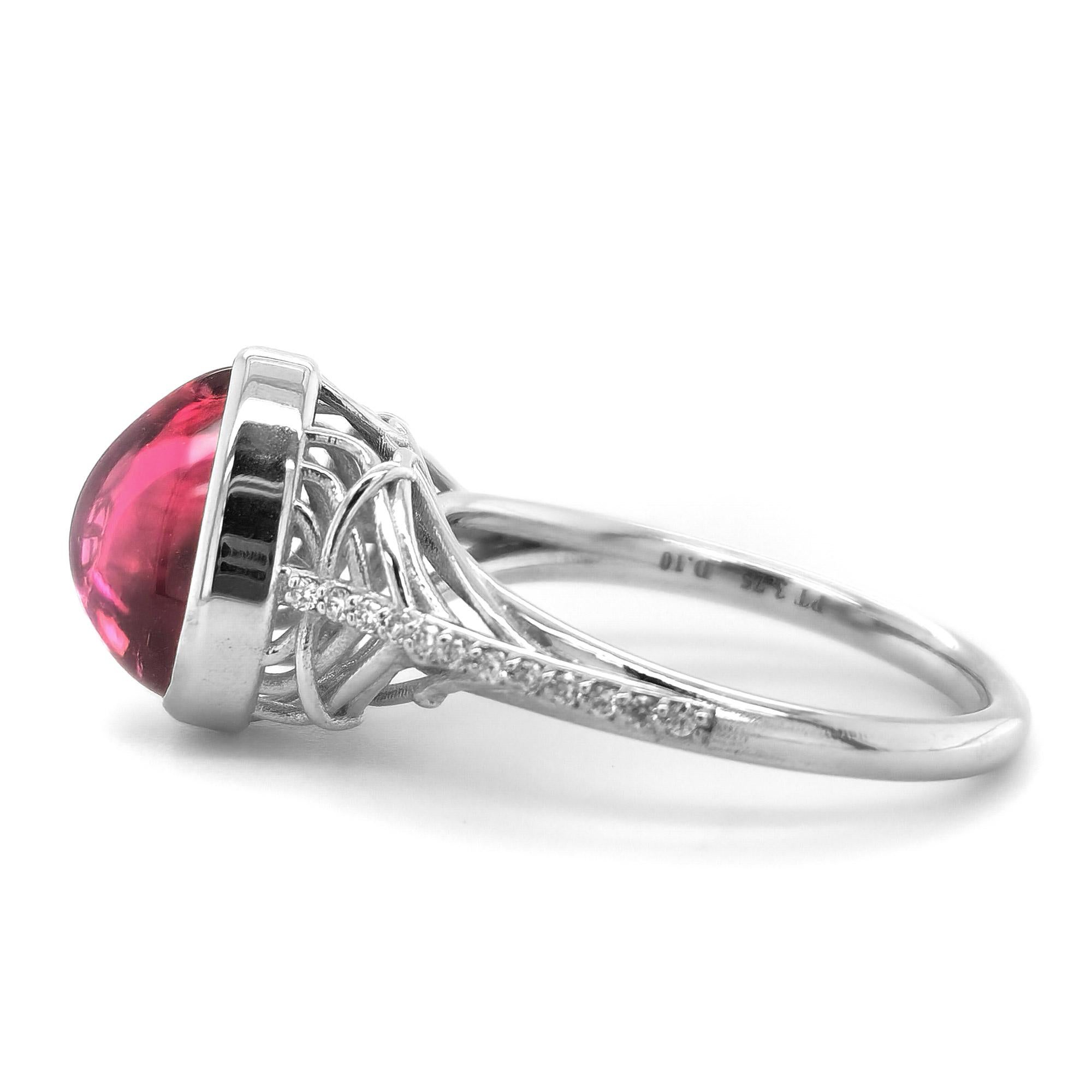 Modern 3.75 Сarats Pink Tourmaline Diamonds set in 18K White Gold Ring For Sale