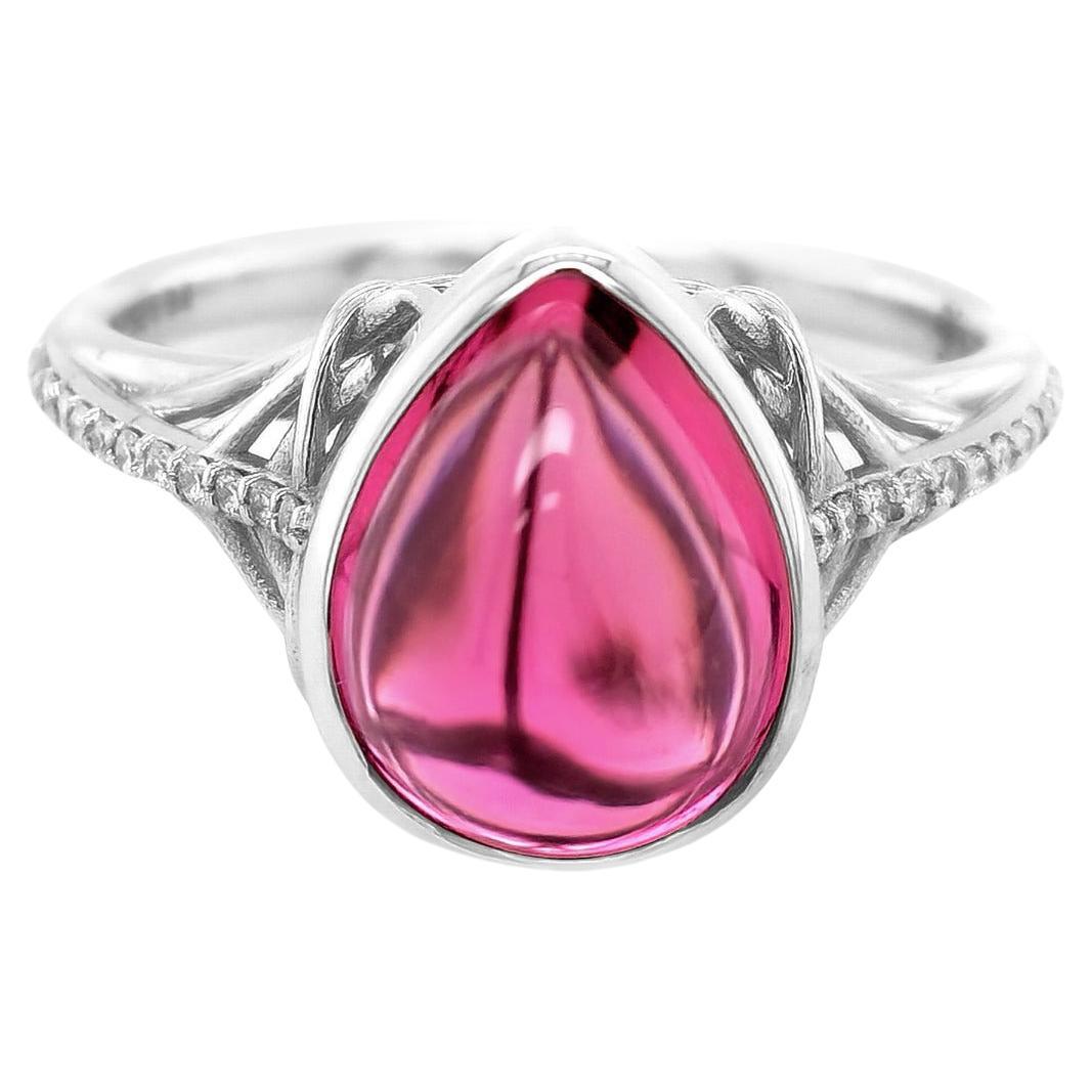 3.75 Сarats Pink Tourmaline Diamonds set in 18K White Gold Ring
