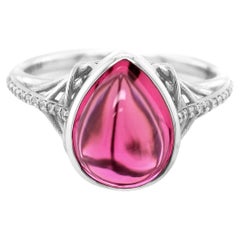 3,75 Сarats Pink Turmalin Diamanten in 18K Weißgold Ring gefasst
