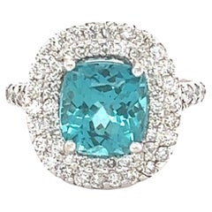 3.75 Carat Apatite Diamond 14 Karat White Gold Ring