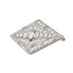 3,75 Karat Art Deco Old European Diamant Platin Gold Brosche Anhänger