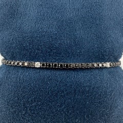 3.75 Carat Black and White Diamond Tennis Bracelet in 14K White Gold
