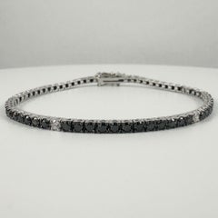 Bracciale tennis con diamanti bianchi e neri da 3,75 carati in oro bianco 14 carati