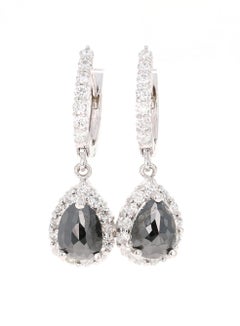 3.75 Carat Black Diamond White Gold Dangle Earrings