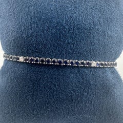 Bracelet de tennis en or blanc 14K avec saphir bleu et diamant de 3,75 carats