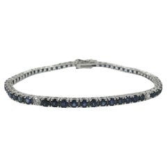 Bracciale Tennis con zaffiro blu e diamanti da 3,75 carati in oro bianco 14K