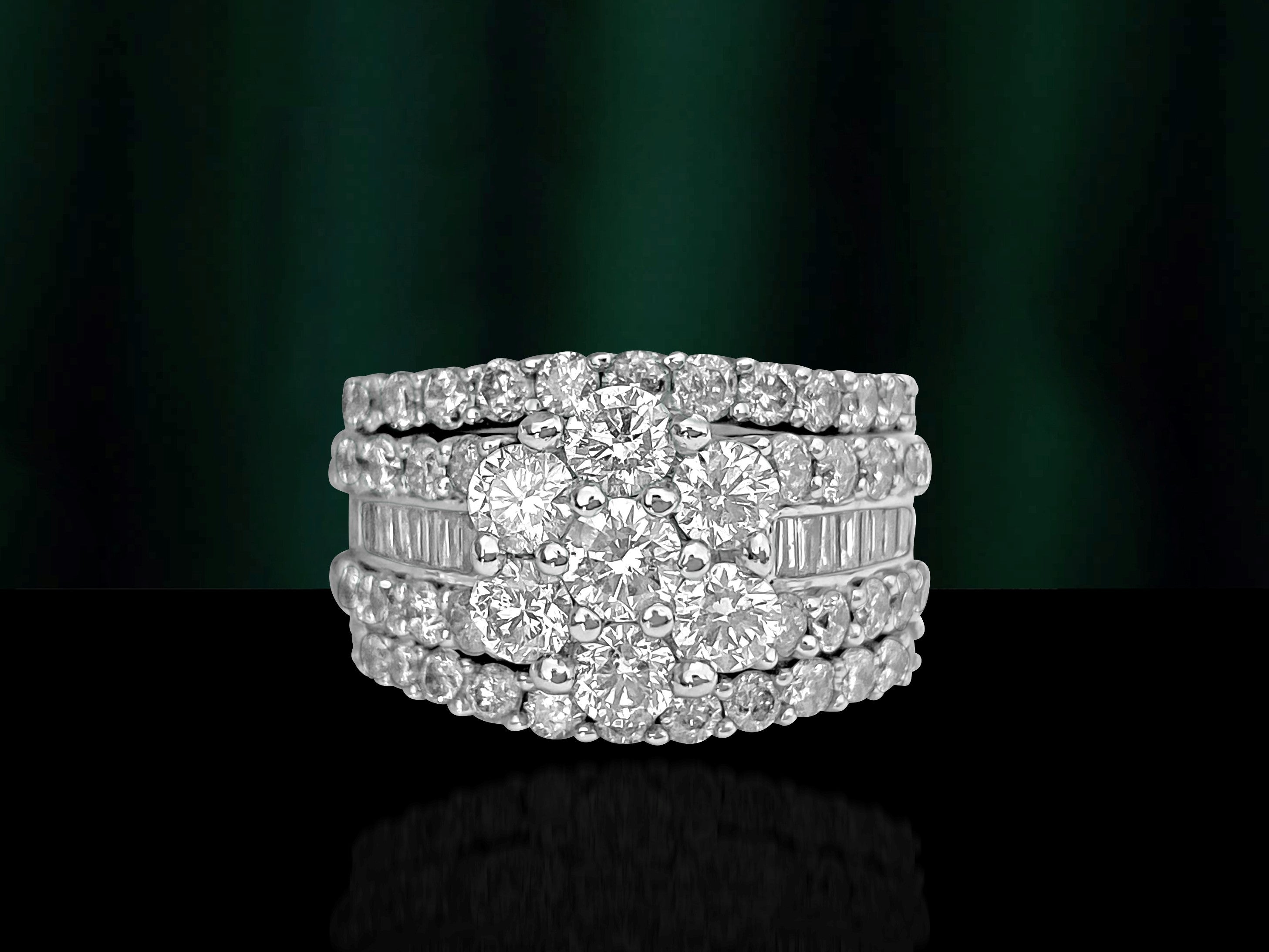 3.75 Carat Diamond 14K White Gold Engagement Ring