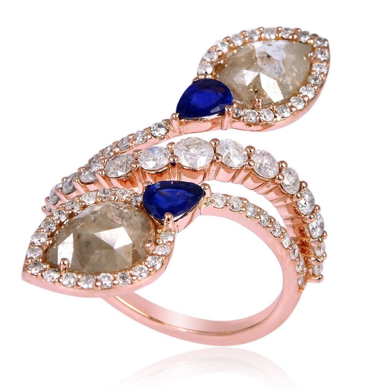 En vente :  Bague en or 18 carats avec saphir bleu et diamants de 3,75 carats 4