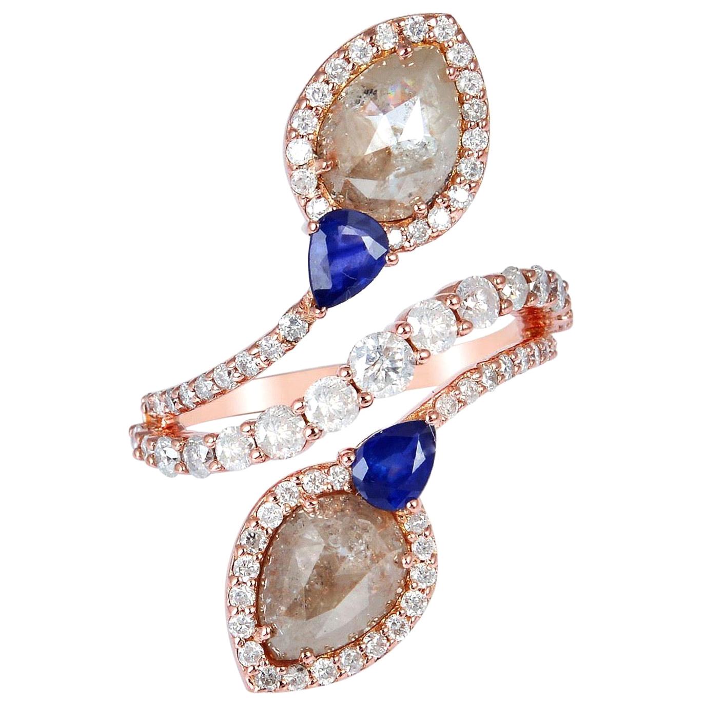 For Sale:  3.75 Carat Diamond Blue Sapphire 18 Karat Ring