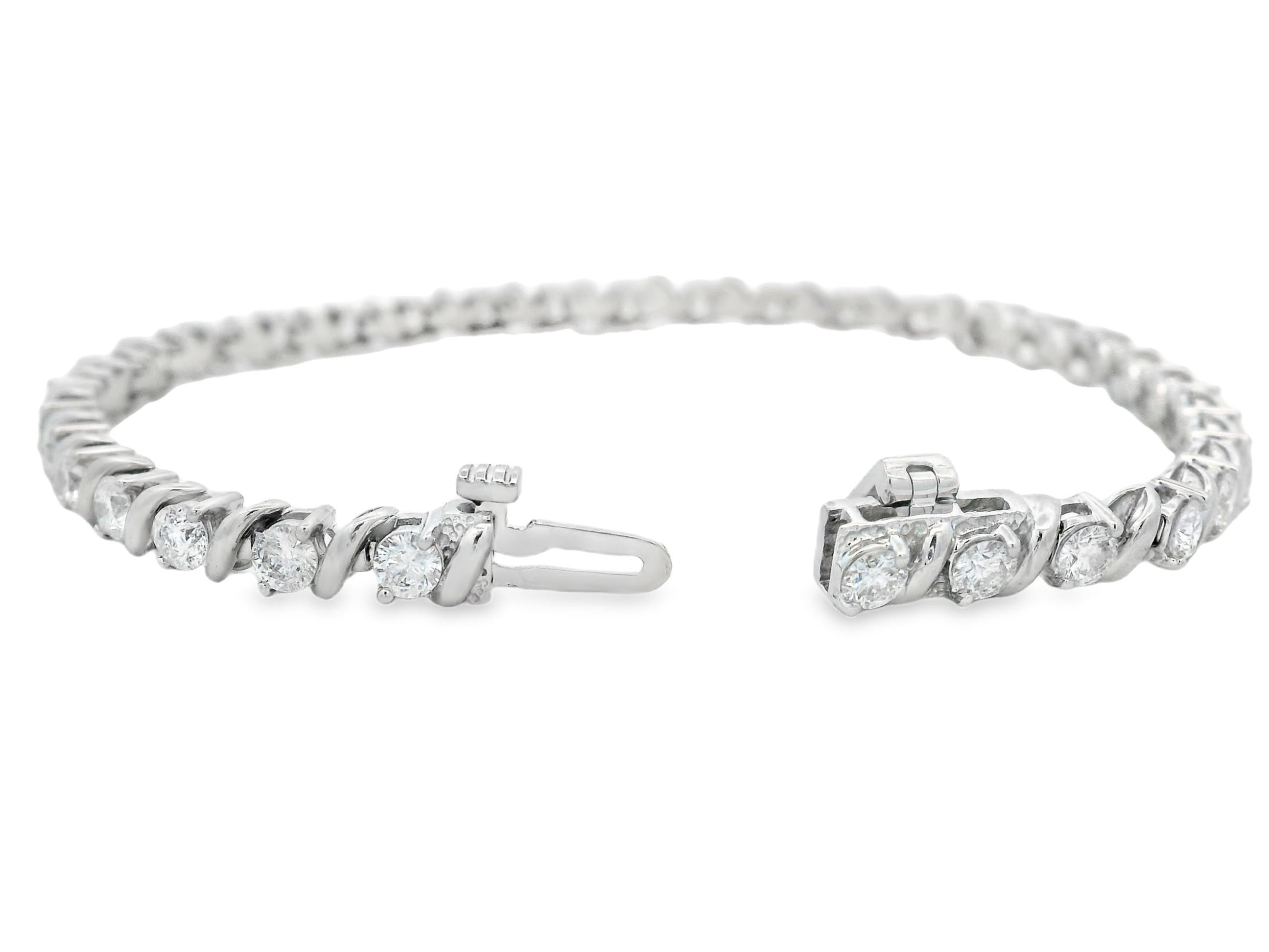 da uomo o donna Bracciale tennis con diamanti da 3,75 carati in oro bianco 14K, lunghezza 7 pollici in vendita