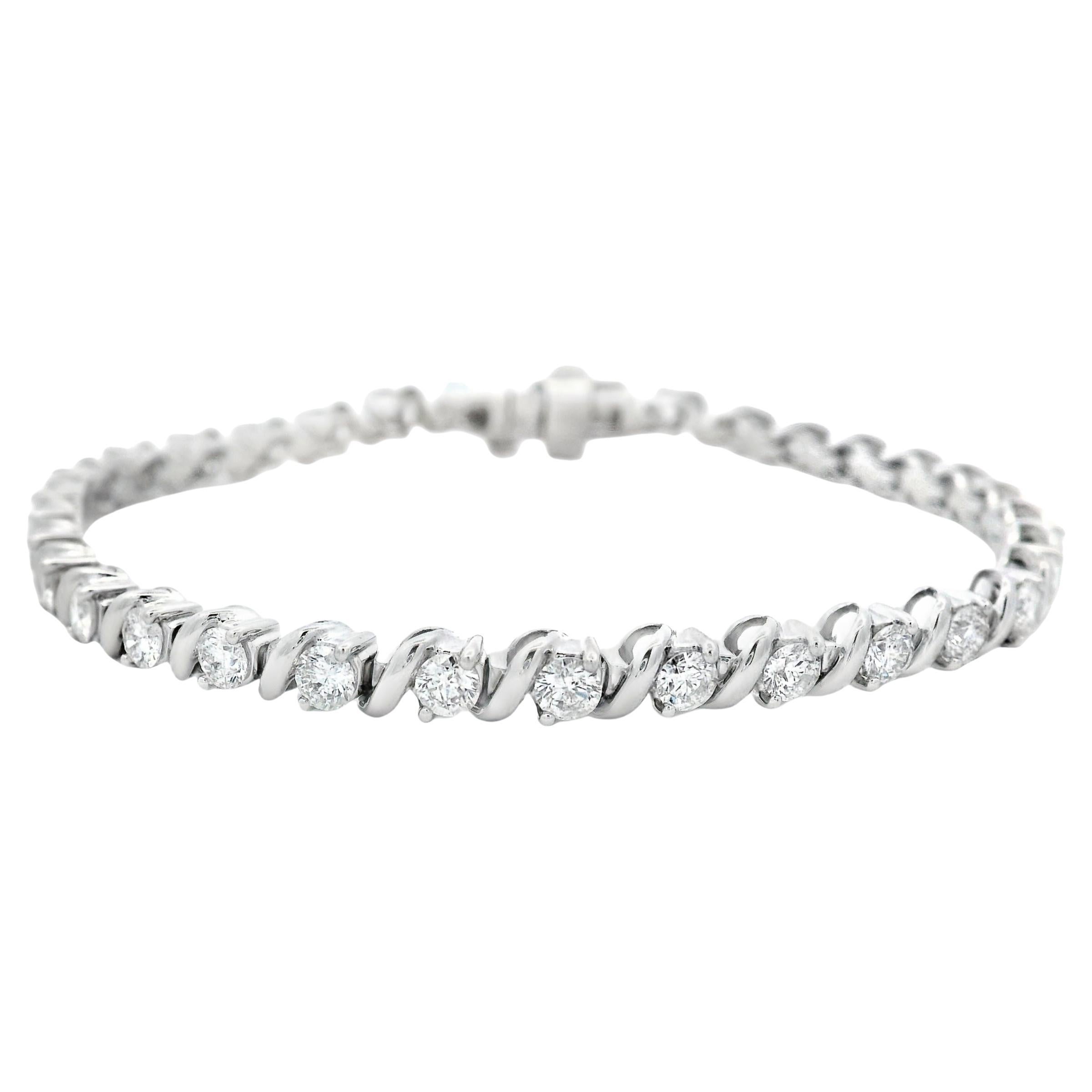 Bracciale tennis con diamanti da 3,75 carati in oro bianco 14K, lunghezza 7 pollici