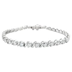 3.75 Carat Natural Diamond Tennis Bracelet in 14K White Gold 7-Inch Length