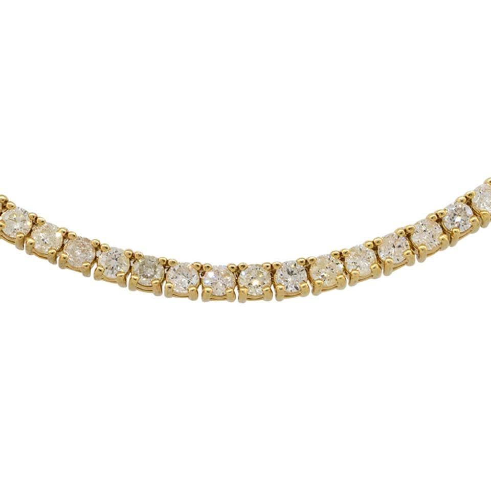 3.75 Carat Diamond Tennis Necklace in 14K Yellow Gold In New Condition For Sale In NEW YORK, NY