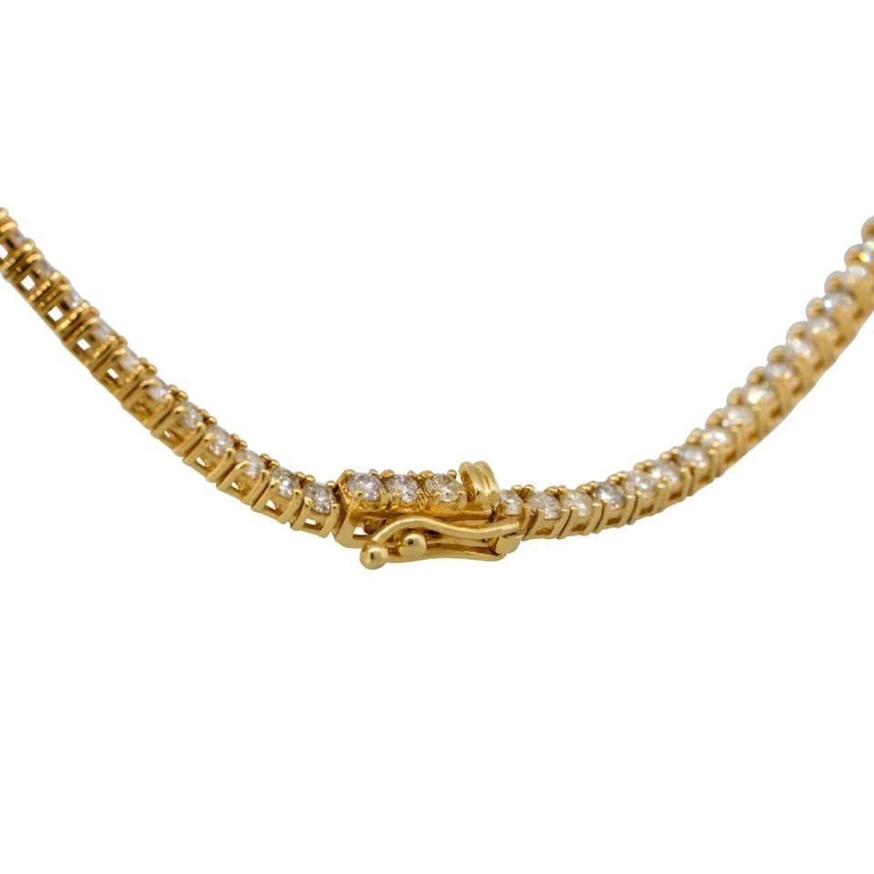 3.75 Carat Diamond Tennis Necklace in 14K Yellow Gold For Sale 1