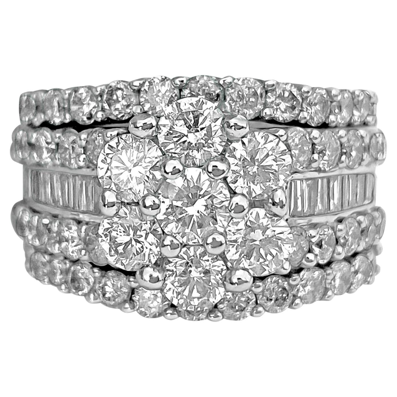 3.75 Carat Diamond Cocktail Ring 14 Karat White Gold For Sale at 1stDibs