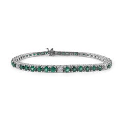 Bracciale Tennis con smeraldo e diamanti da 3,75 carati in oro bianco 14K