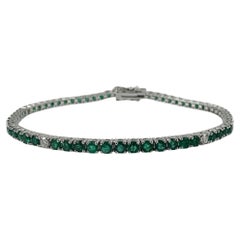 Bracciale Tennis con smeraldo e diamanti da 3,75 carati in oro bianco 14K
