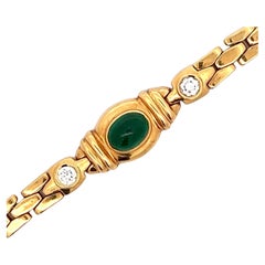 3.75 Carat Emerald Diamond 18 Karat Yellow Gold Link Estate Bracelet