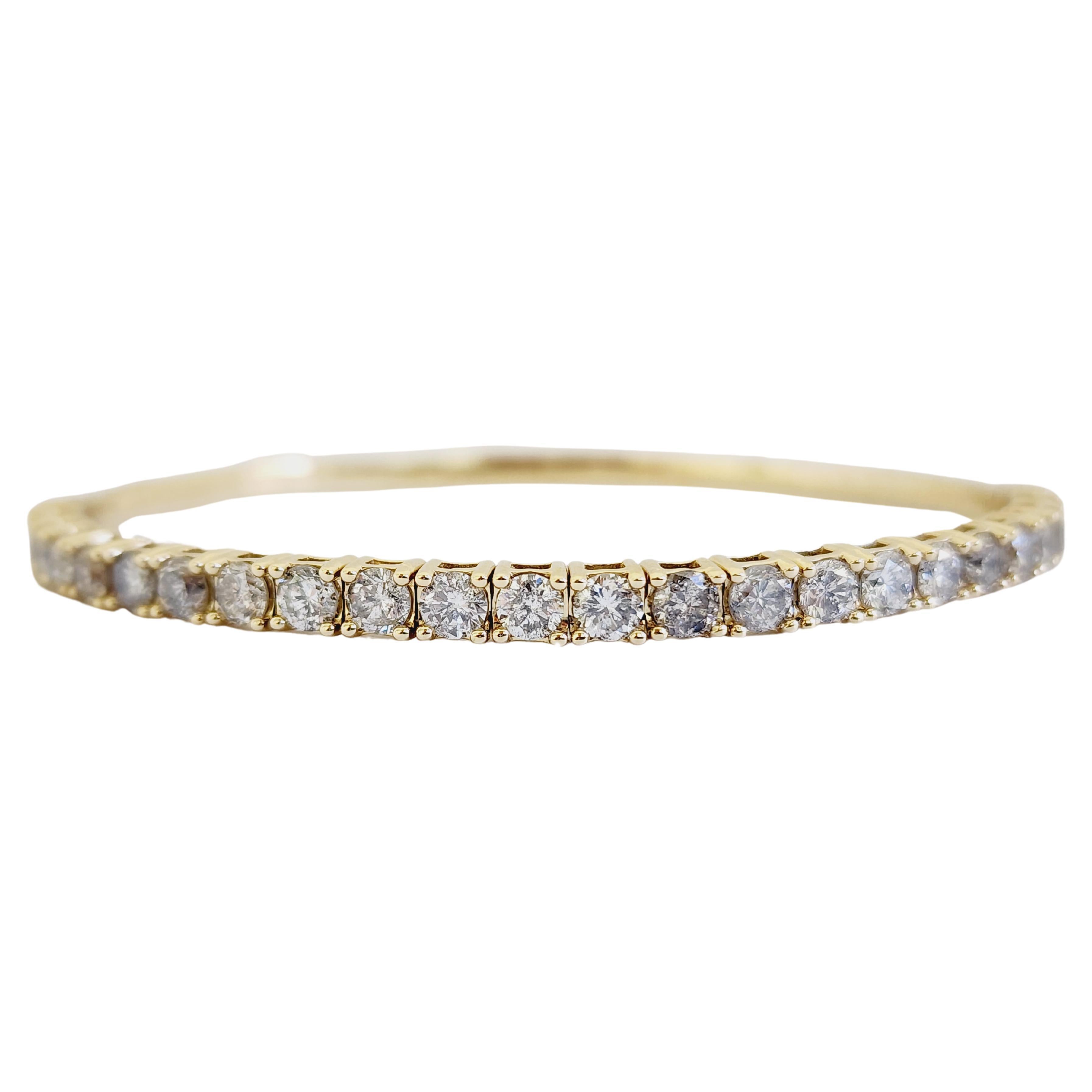 3.75 Carat Flexible Bangle Yellow Gold 14 Karat Bracelet